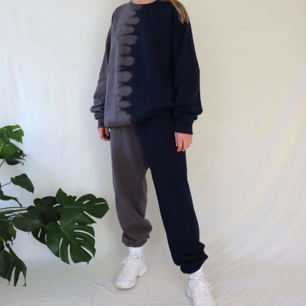 Half dyed sweatpants and crewneck sweater set